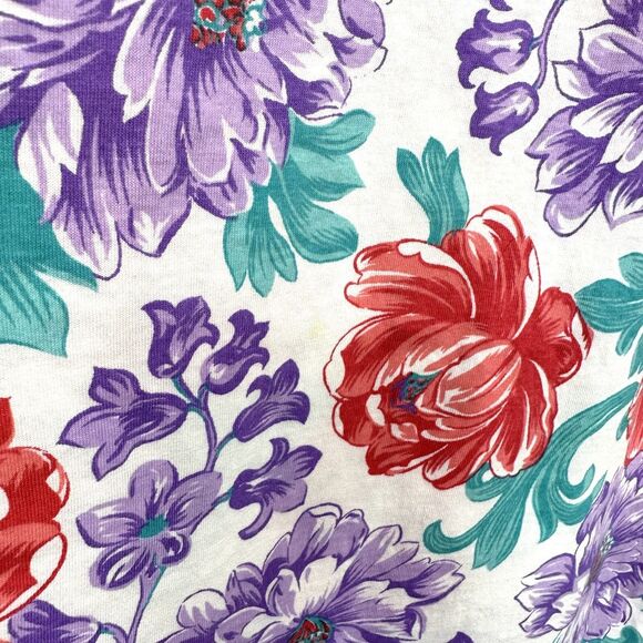 VTG Night Star Purple/Red Flower Short Night Gown Made in America Size Medium - Picture 5 of 7
